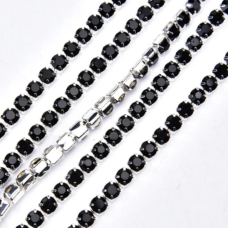 2 ярда AAAAA SS20 Стразы Cupchain страз стекло, кристалл, камень отделка серебряное покрытие с плоской задней частью DIY свадебное платье