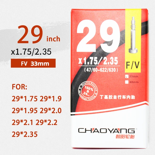 CHAOYANG MTB Bicycle Tube ROAD 26 27.5 29 inch 1.75-2.1/2.35 FV 33mm 48mm Mountain Bike ROAD Inner Tire 29x1.75-2.35-FV33mm