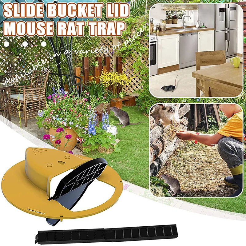 Bucket Lid Door Style Mousetrap Lethal Trap for Outdoor Indoor Multi Catch Reusable Smart Mouse