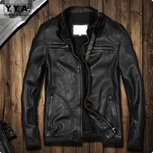 Модная новинка, приталенная Мужская короткая куртка-бомбер из натуральной кожи, байкерское пальто, Jaqueta De Couro Motoqueiro Blouson Moto, пальто