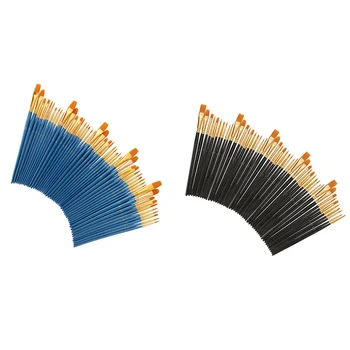 

50 Pcs Paint Brushes Nylon Hair Brushes for Acrylic Oil Watercolor Painting Artist Professional Painting Kits
