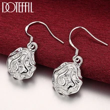 DOTEFFIL 925 Sterling Silver Rose Flower Drop Earrings For Woman Wedding Engagement Party Fashion Charm Jewelry DOTEFFIL 925 Sterling Silver Rose Flower Drop Earrings For Woman Wedding Engagement Party Fashion Charm Jewelry