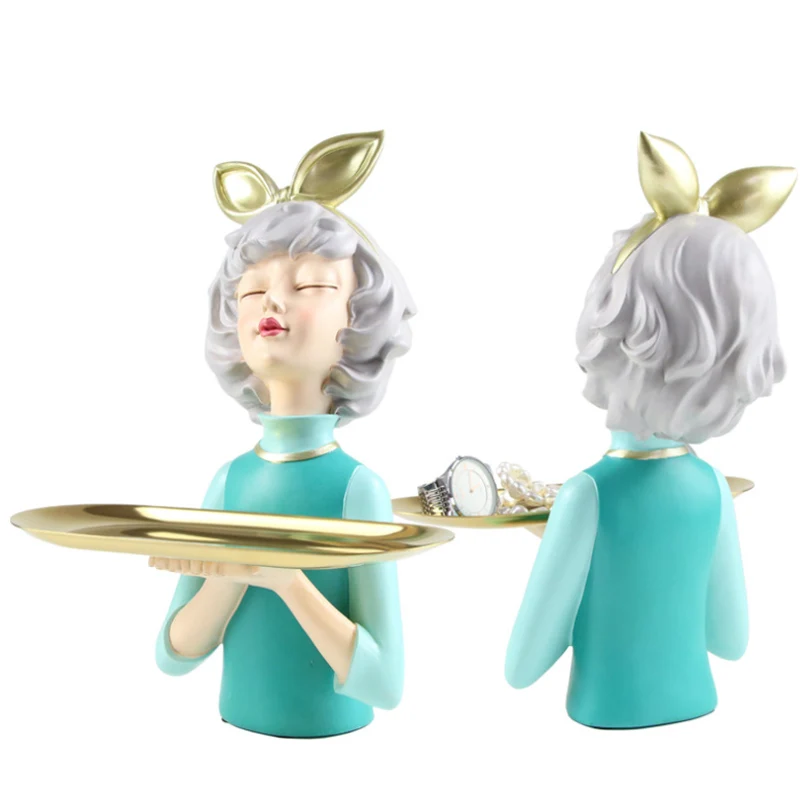New Resin Metal Nordic Living Room Porch Snack Key Jewelry Storage Home Decoration Wedding Gift Girl Tray Simple Ornaments
