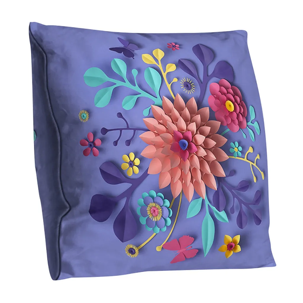 Ouneed Cushion Cover Art watercolor flowers prints Pillow Case Polyester Sofa Home Decors animeative cojines almofadas drop ship