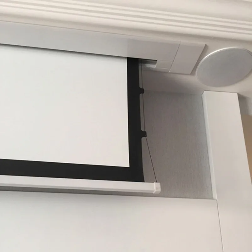 8k Concealed In The Ceiling Electric White Screen with Closure Doors Motorized tab-tension projection screen