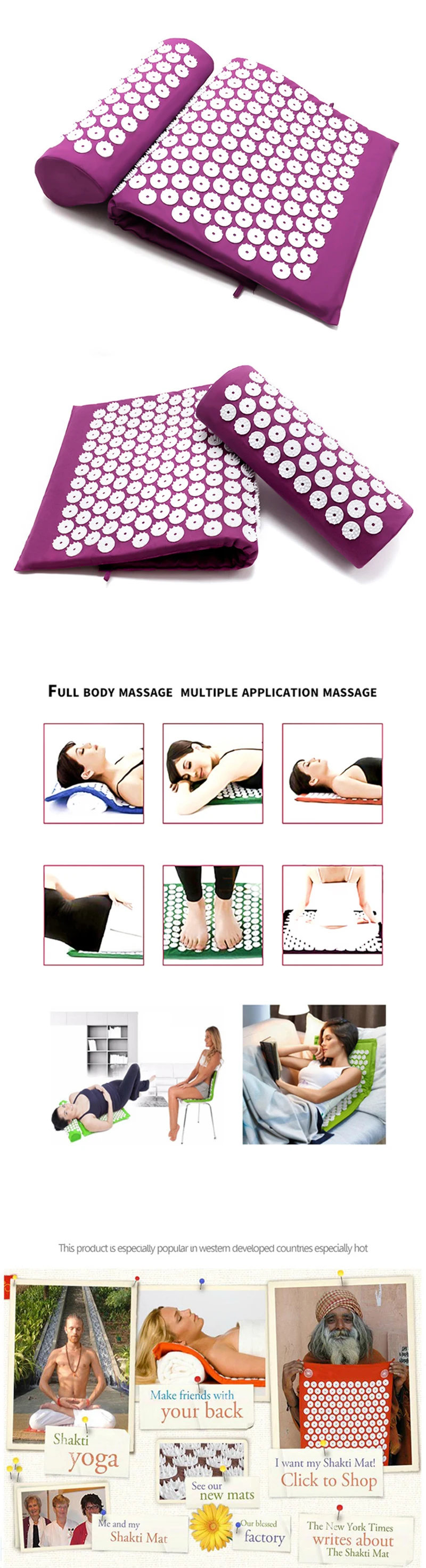 Массажер(appro.67*42 см) подушка Shakti коврик акупрессур снимает спинку телесная боль Спайк Коврик акупунктурный массажный матрас с подушкой