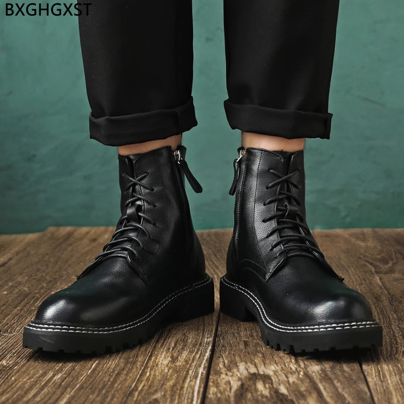 Black Motorcycle Boots Men Casual Shoes 