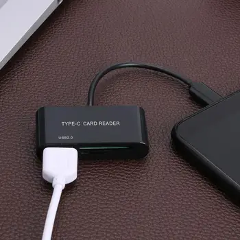 

3 in 1 Type C to USB 2.0 TF Memory Card Reader OTG Hub Adapter for Macbook for Phone Scope of Application Mouse Keyboard