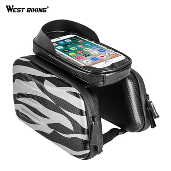 

WEST BIKING Cycling Bicycle Bike Frame Bag For MTB Road Mountain Waterproof Bicycle Touch Phone Case Bike Cycling Accessories