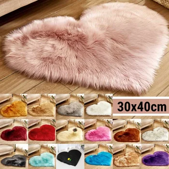 

Carpet Bedroom Floor Mat Love Heart Rugs Artificial Wool Hairy Carpet Faux Floor Mat Fur Plain Fluffy Area Rug Soft Living Room