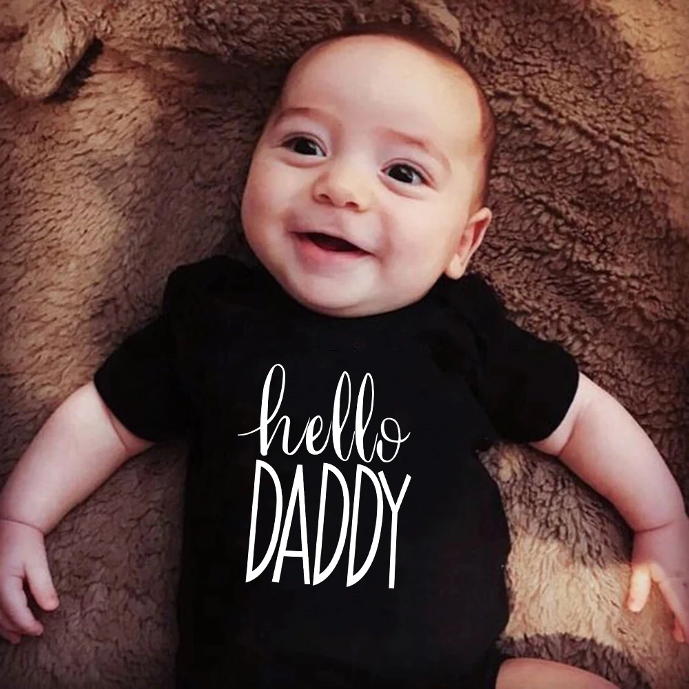 Hello Daddy Pregnancy Announcement Newborn Baby Bodysuits Cotton Baby Boys Girls Onesies Rompers Body Baby Outfits Clothes 2