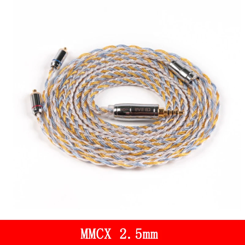 SE215 MMCX 2.5MM 16 ядра Модернизированный посеребренный Медь кабель 2,5/3,5/4,4 мм с MMCX/2pin/QDC TFZ разъем для KZ ZS10Pro ZSN AS16 ZSX - Цвет: SE215 MMCX 2.5MM