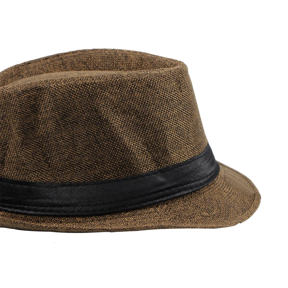 Fedora Шляпа КАПЛЕВИДНАЯ Трилби Кепка с короткими полями для мужчин льняная модная прочная