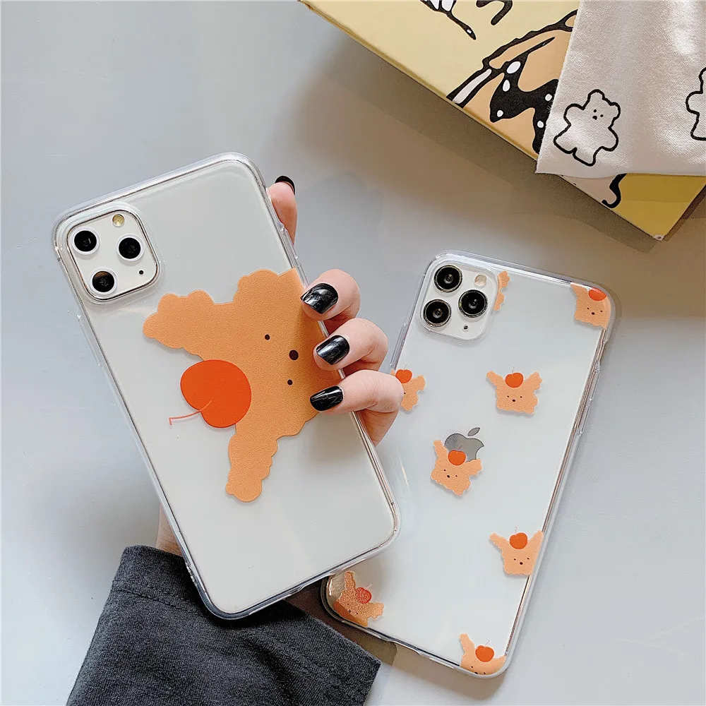 ORYKSZ For iphone 11 Pro Max Case Cartoon Transparent Cherry Bear TPU Phone Cover iPhone 6 6s 7 8 Plus X XR XS Back |