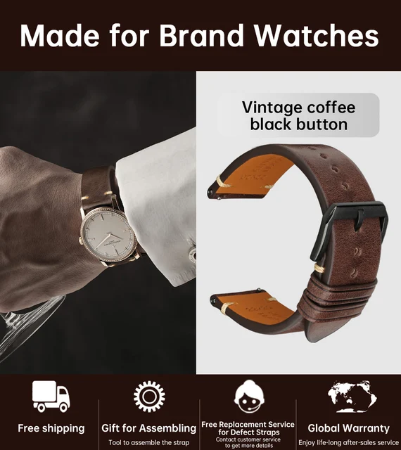 MAIKES Quick Release Watch Band Italy Vegetable Tanned Leather  For Huawei Galaxy Watch 22mm Cow Watch Bracelet Leather Strap Coffee B