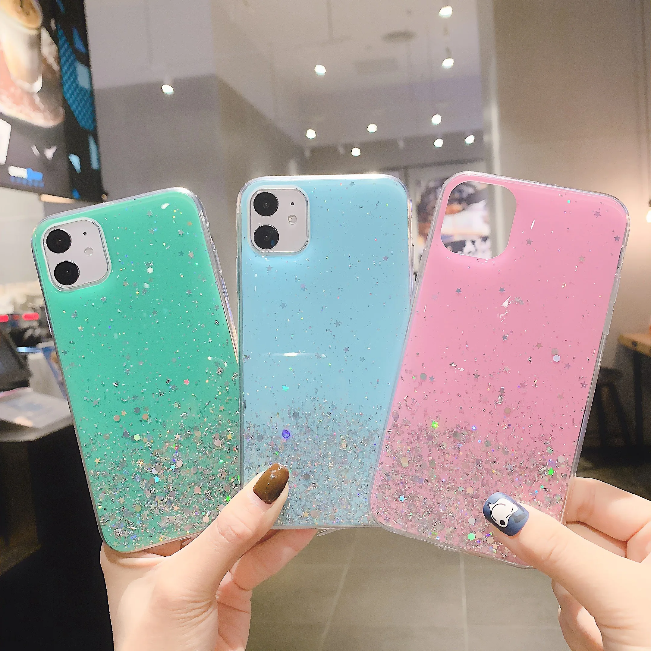 Чехол для телефона с серебряной фольгой и звездой iPhone 11 11Pro 2019 Чехлы мягкие