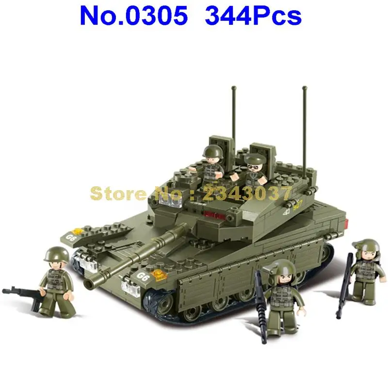 Sluban 0305 344 шт военные войны танки армейские серии merkava строительные блоки игрушки