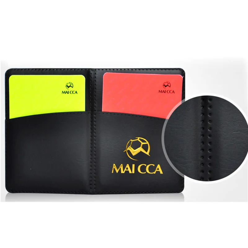 Pu Football Sport Soccer Referee Wallet Notebook With Red Yellow Card