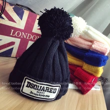 Распродажа; Лидер продаж; модные теплые корейские шапки Skullies; сезон осень-зима; женские толстые вязаные шапки в стиле пэчворк с буквами