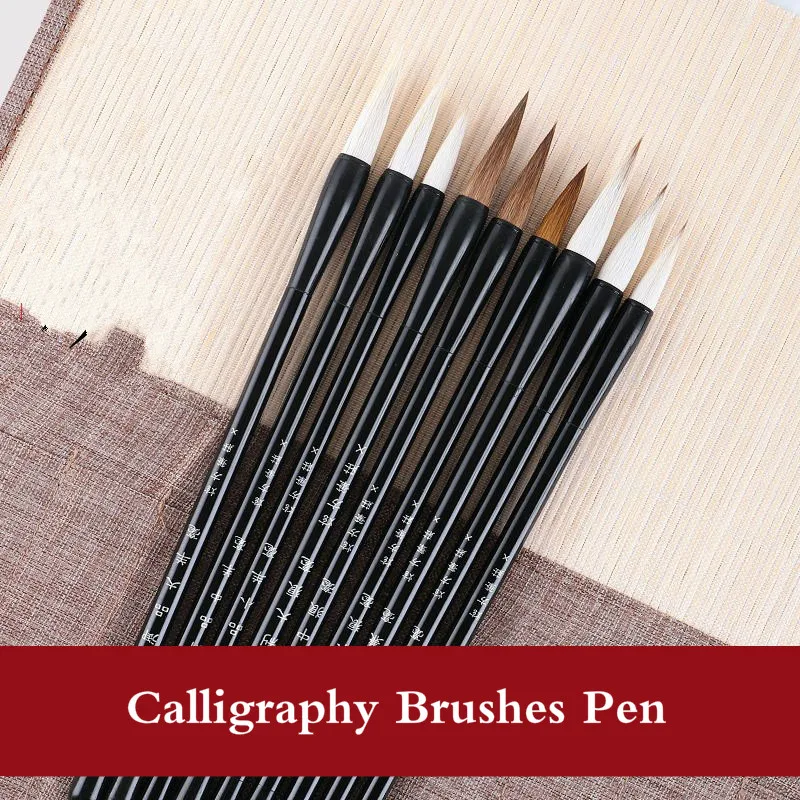 3pcs/set Chinese Calligraphy Brushes Pen For Woolen And Weasel Hair Writing Brush Fit For Student Beginners Caligrafia Practice 3pcs writing brush woodem handel weasel hair hook line pen chinese writing handwriting practice calligraphy students stationery