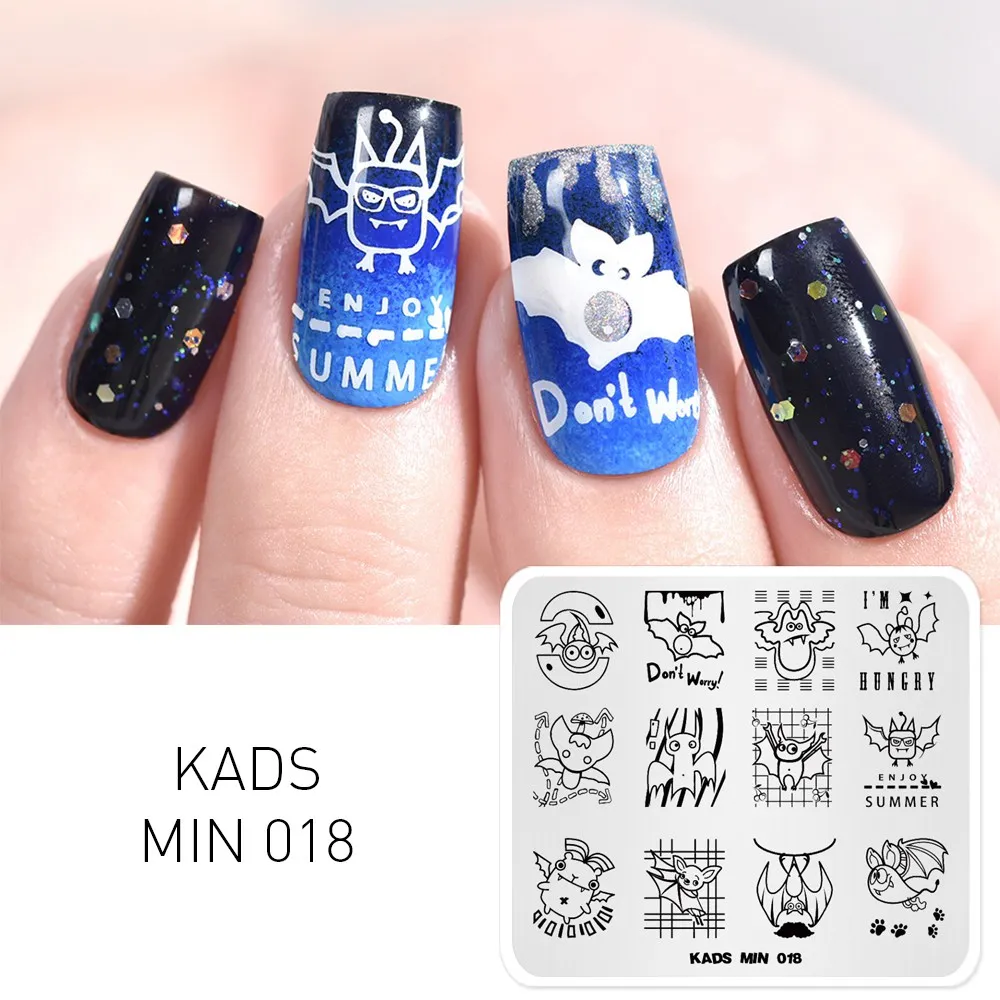 MIN 018 KADS, Новое поступление, 26 вариантов дизайна, 1 шт., мин серия, штамп, тарелка, цветочный лист, животные и полосы, изображение, сделай сам, украшение, художественная тарелка - Цвет: MIN 018