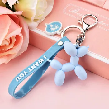 

Colorful Cartoon Balloon Dog Keychain Soft Rubber PVC Lovely Dog Keychains For Women Key Chain Car Key Ring Bag Pendant Jewelry