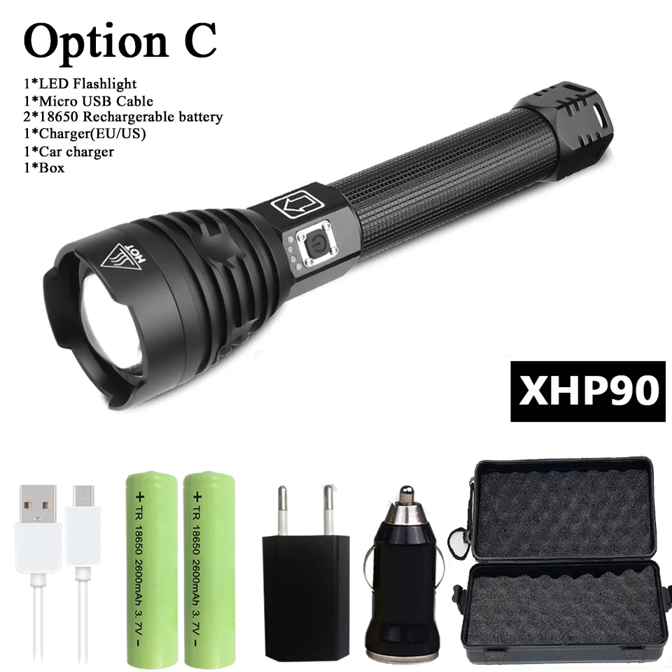 OptionC Z35 XHP90 светодиодный светильник, мощный фонарь с зумом, usb, ярче, чем xhp70.2, походный уличный светильник, перезаряжаемый аккумулятор 18650/26650 - Испускаемый цвет: OptionC