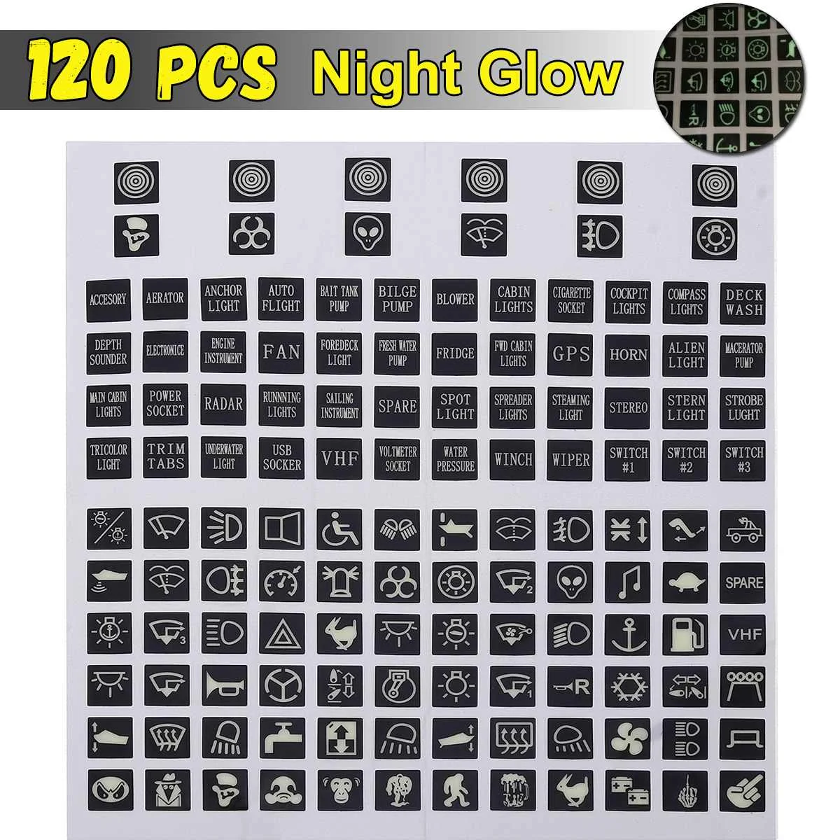 Night Glow Rocker Switch Label Decal Circuit Panel Sticker Car Marine Boat Truck Night Glow Rocker Switch Label Decal Circuit Panel Sticker Car Marine Boat Truck