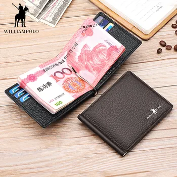 

WILLIAMPOLO Fashion Genuine Leather Wallet Men Money Case With Coin Pocket Minimalist Thin Design Card Holder Clip purse175123