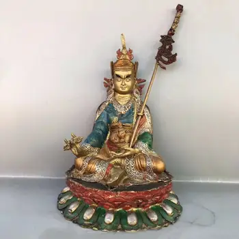 

wedding decoration 7.5" Old Tibet Buddhism Bronze Coloured Padmasambhava Buddha Bodhisattva Statue