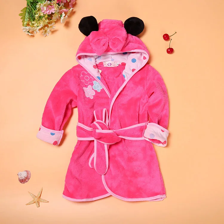 Детский халат для мальчиков и девочек г., банный халат, мягкий фланелевый Халат с изображением Минни Микки и тигра, пижама теплая одежда для маленьких детей 2-6Y