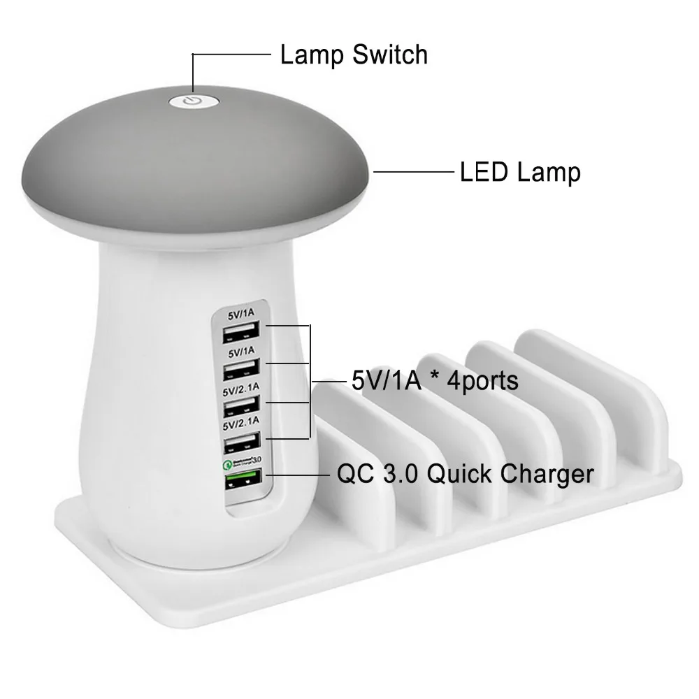 С несколькими usb-портами зарядное usb-устройство док-станция QC 3 0 Быстрый гриб