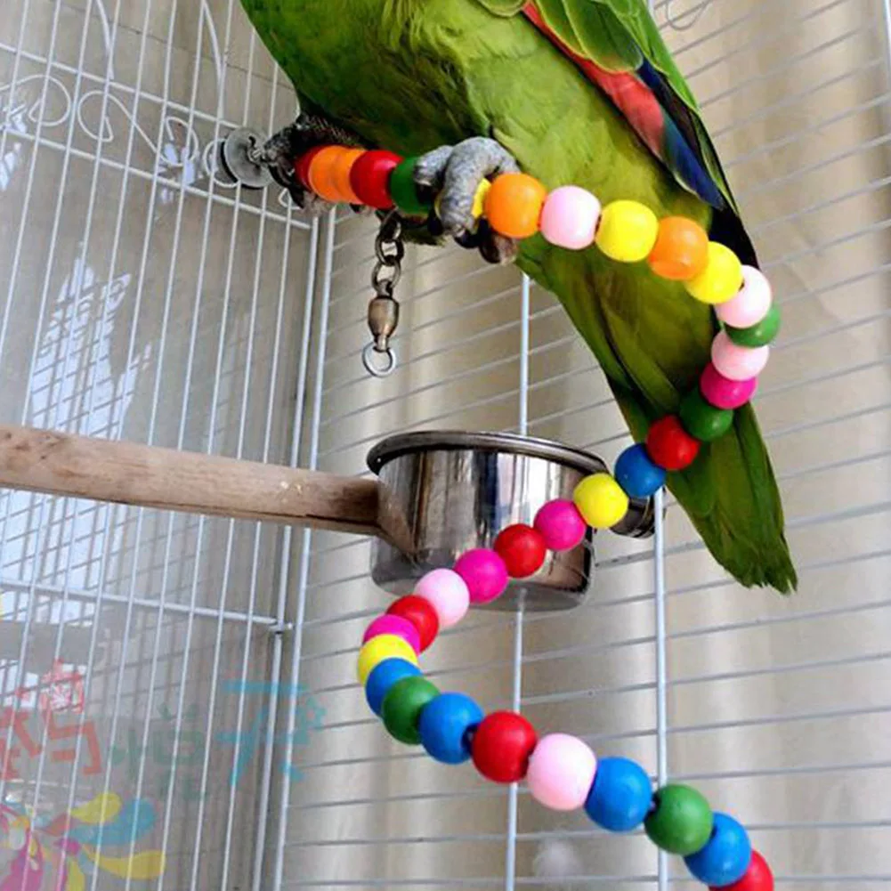 Вращающийся домашний Попугай Cockatiel лестница Легкая установка внутренняя клетка подвесной Попугай деревянные бусины птица игрушка