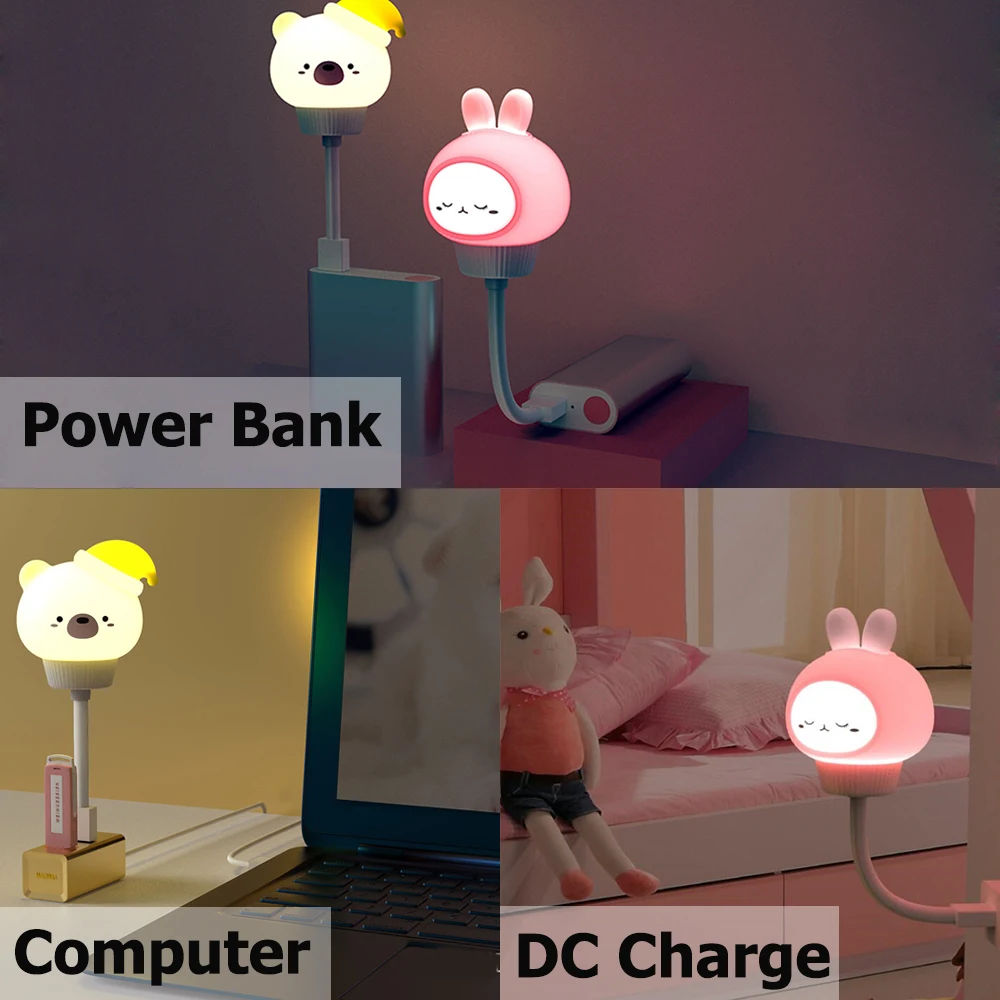 Night Light Children's Lamp USB LED Night Lamp Bear Rabbit For Baby Night Light Bedroom Decor Gift Kid Lamp