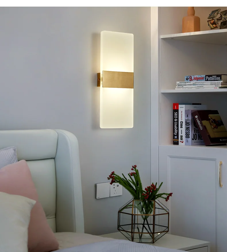 Все медный постсовременный прикроватный настенный светильник роскошный светильник для спальни скандинавские простые креативные светодиодные светильники для гостиной коридора