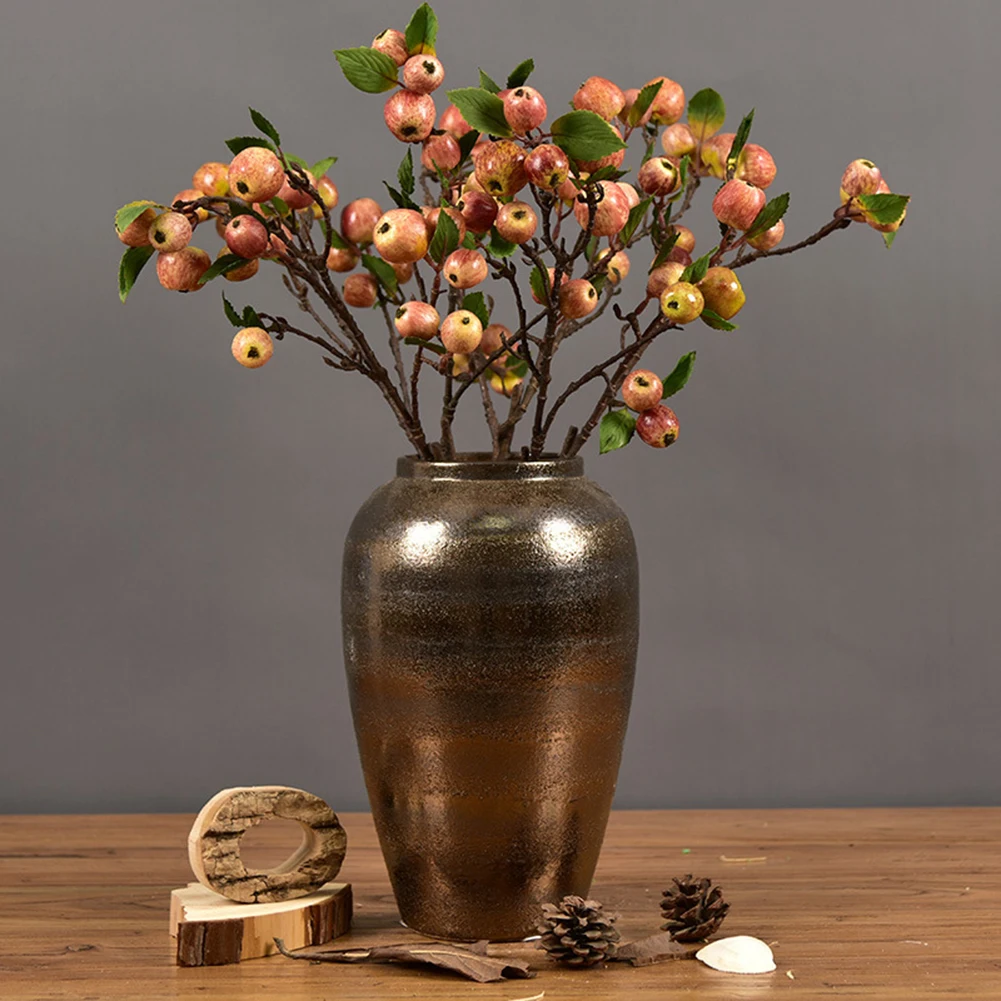 

60cm 11 Heads Artificial Mini Apples Tree Flower Branch Real Touch Fake Flowers Simulated Plant Home Garden Wedding Decoration