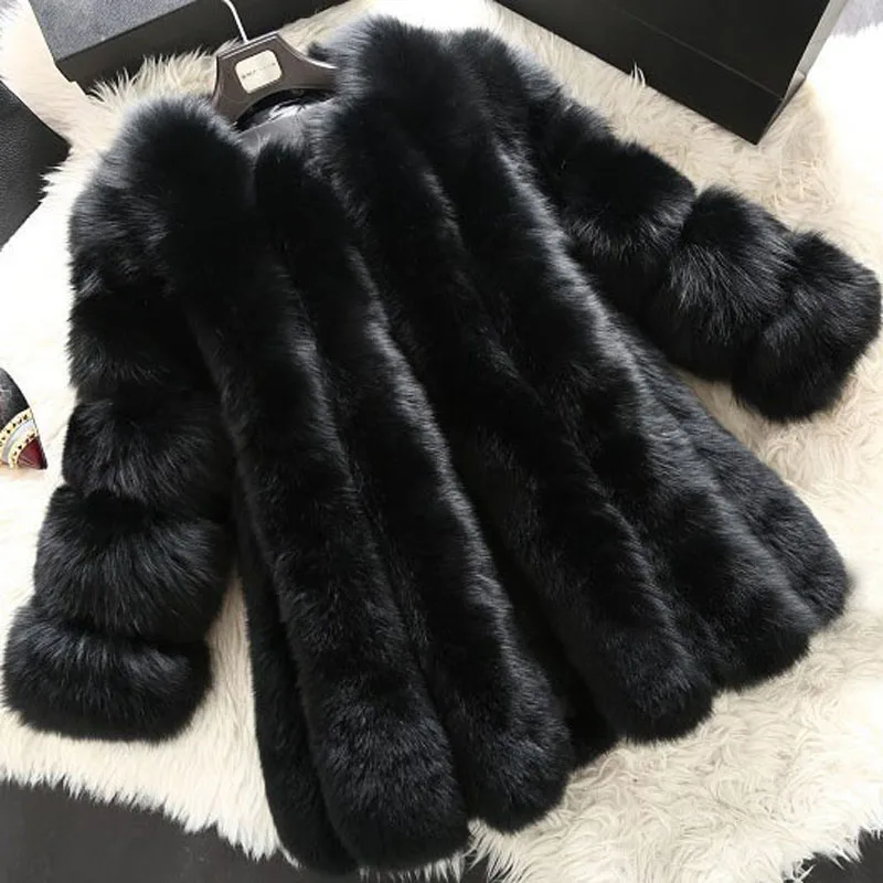 Vogue S-5XL, зимняя Роскошная Шуба из искусственного лисьего меха, тонкая Длинная розовая красная синяя куртка из искусственного меха, Женское пальто из искусственного меха, Manteau Fourrure