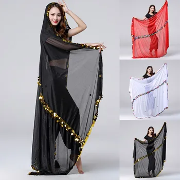 

New loose lightweight breathable shawl Women Lady Dance Costume Performance Indian Latin Dance Sequins Scarf Kerchief