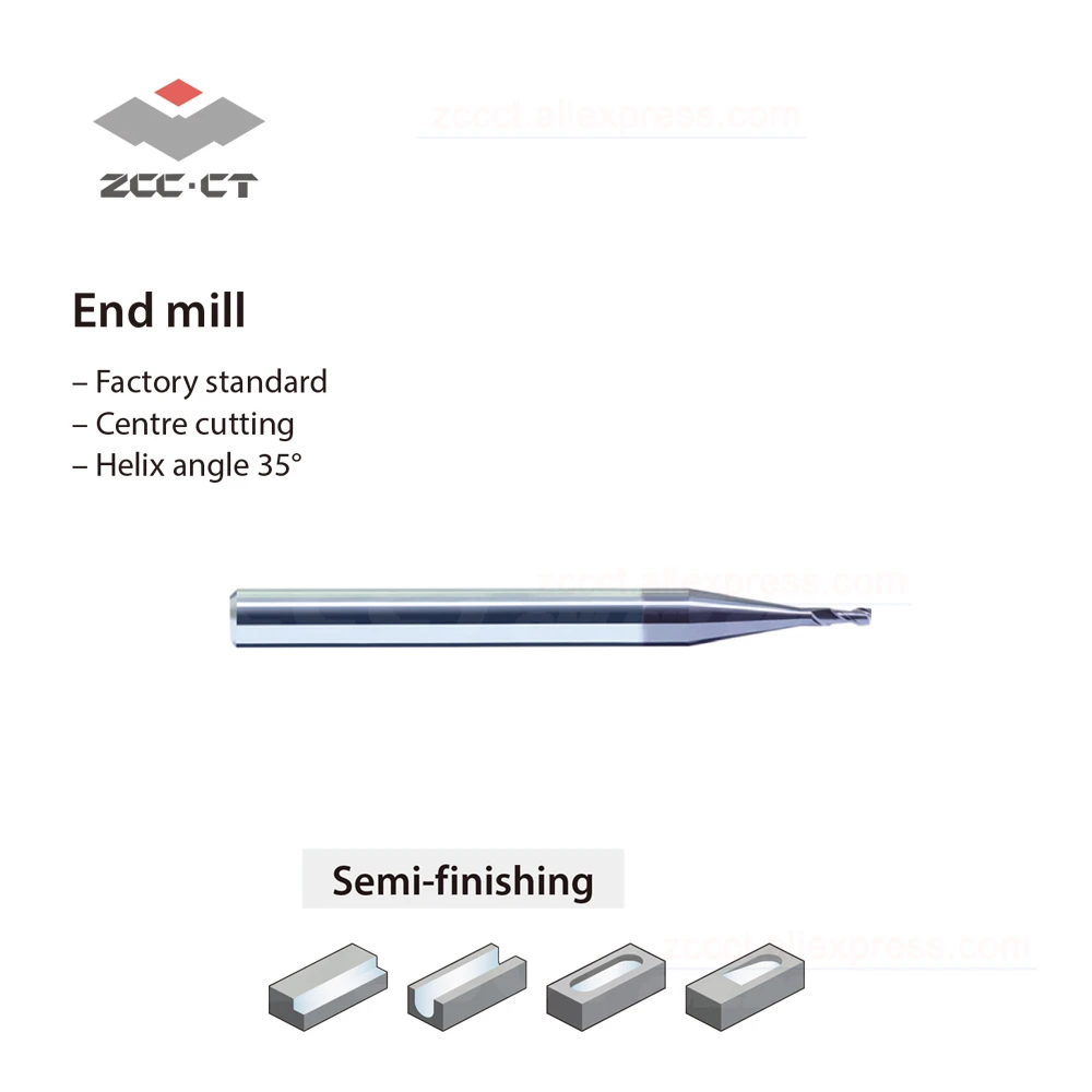 1/8 Shank Dia TiAlN Coating 30 Solid Carbide 2-Flute 0.029 Cut Length Straight Shank 1-1/2 Length ZCC-CT GM-2ES-0.019 Flattened End Mill with Tiny Dia 0.019 Cutting Dia