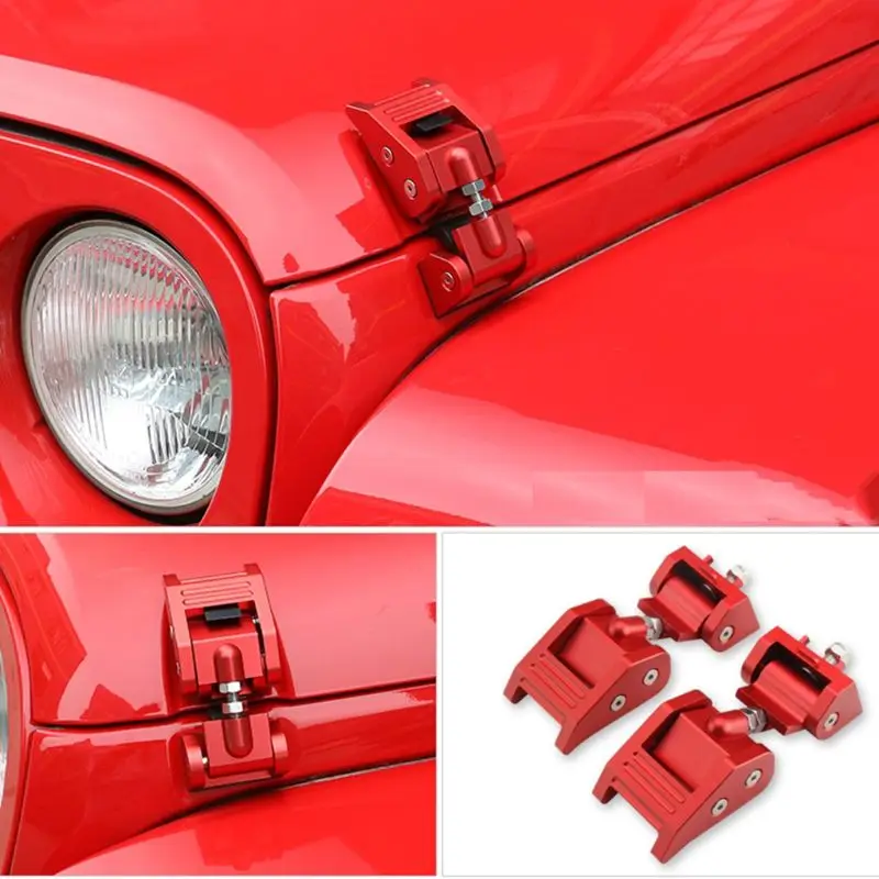 Металлическая крышка двигателя защелкивающий замок ловит наборы для Jeep Wrangler JK Unlimited Rubicon 2008 2009 2010 2012 2013 - Цвет: Красный