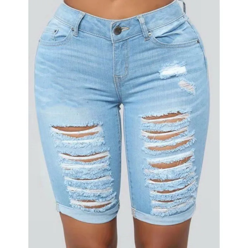 

WENYUJH Denim Shorts Ripped High Waist Women Summer Plus Size Booty Shorts Jeans Denim Female Short Pants Sexy Streetwear