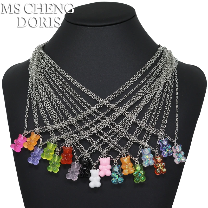 Hot Sale Pendant Necklaces Jewelry Gummy Gifts Bear-Chain Party Handmade Styles-Colors Girl Resin 33mj6WAVzdV