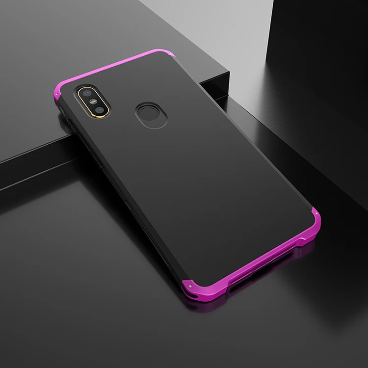 Текстурированная антиосенняя Металлическая Рамка PC задняя пластина для mi X2S mi X mi x2s 2S алюминиевый сплав Мобильный бампер чехол mi X 2S чехол с подарком - Цвет: Black  Purple Side