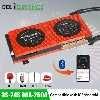 Deligreen Inteligente Smart BMS LiFePO4 3S 4S S 6S 7S 8S 8S 10S 12 13 14 15 16 17S 20S 24 3,2 V Bluetooth APP Uart Cable para batería de litio 1