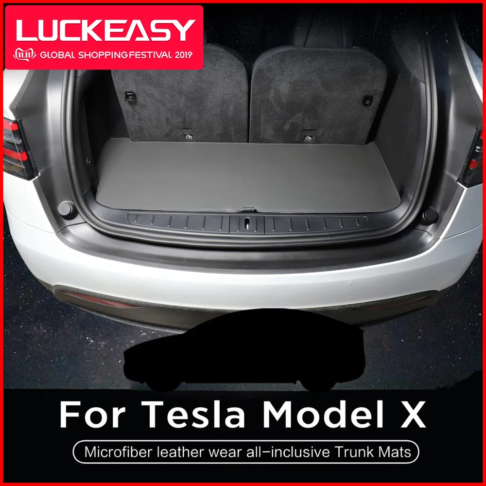 Luckeasy For Tesla Model X 2017 2019 Microfiber Leather Wear All Inclusive Trunk Mat67 Seat Universal Version