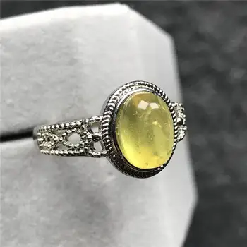 

100% Natural Yellow Amber Ring For Woman Lady Crystal 9x6mm Beads Gemstone Adjustable Ring Fashion Jewelry AAAAA Drop Shipping