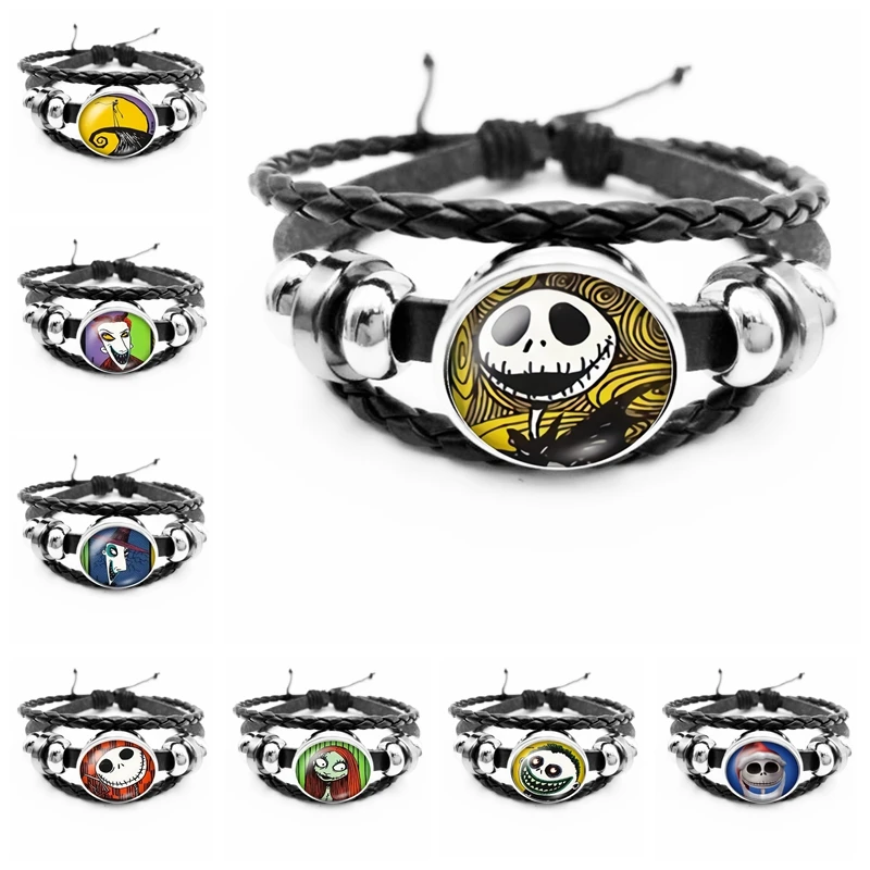 Новинка 2019 модный кожаный мужской браслет на Хэллоуин с забавными рисунками из