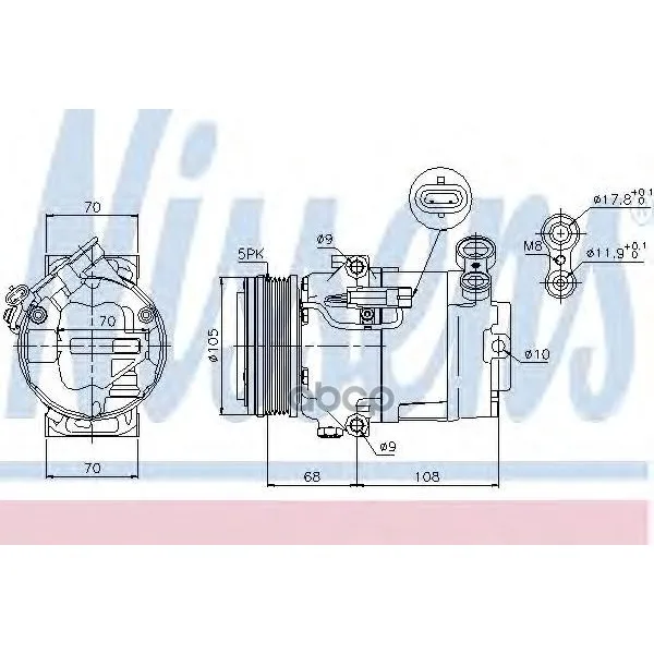 Компрессор, Кондиционер Vauxhall Astra H(04-) 1.2 I 16v() Nissens арт. 89050