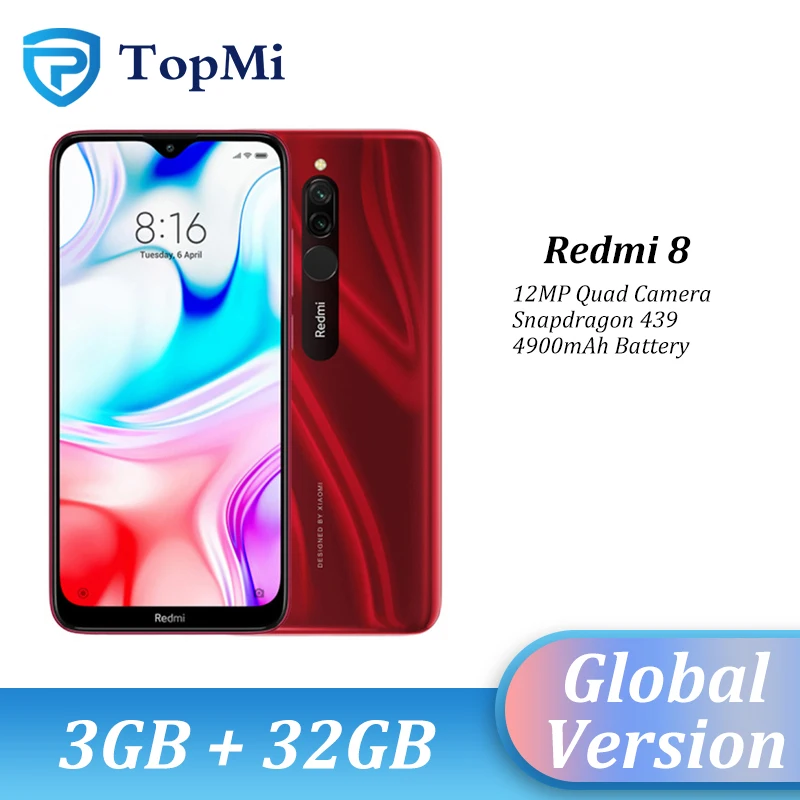 Оригинальная глобальная версия смартфона Xiaomi Redmi 8 3 Гб RAM 32 ГБ ROM 5000 мАч Spnadragon 439 12