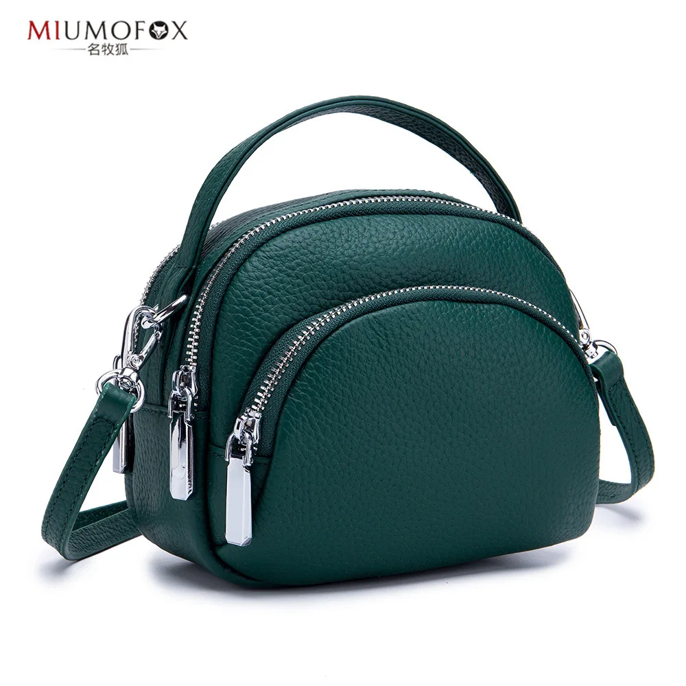 

Solid Color Three Layer WOMEN'S Bag First Layer Leather Bag Soft Shell Bag Mini Multilayer Handbag Crossbody Bag